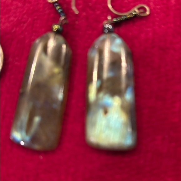 Elegant Brown and Gold Labradorite  Dangle Earrings - Picture 3 of 3